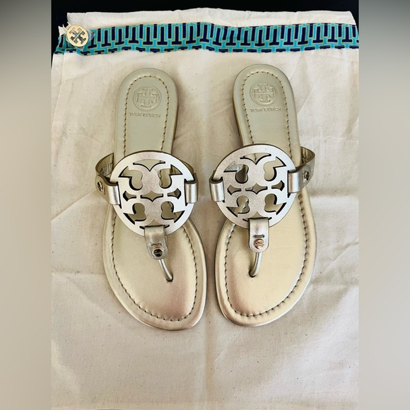 TORY BURCH Metallic Miller Sandal Spark Gold Sz 6 *New without box* - Picture 3 of 10